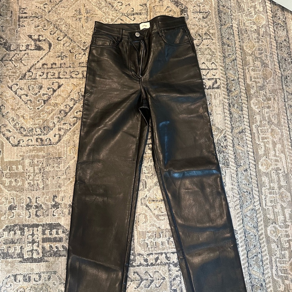 Aritzia Wilfred Black Leather Pants